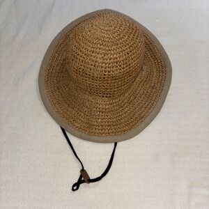 Women’s Straw Sun Hat with Chin Strap - Tan